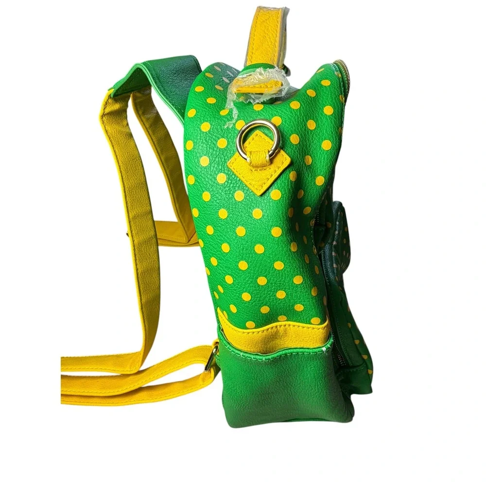 Score The Official Game‎ Day Bag Green Yellow Polka Dot Backpack NWT